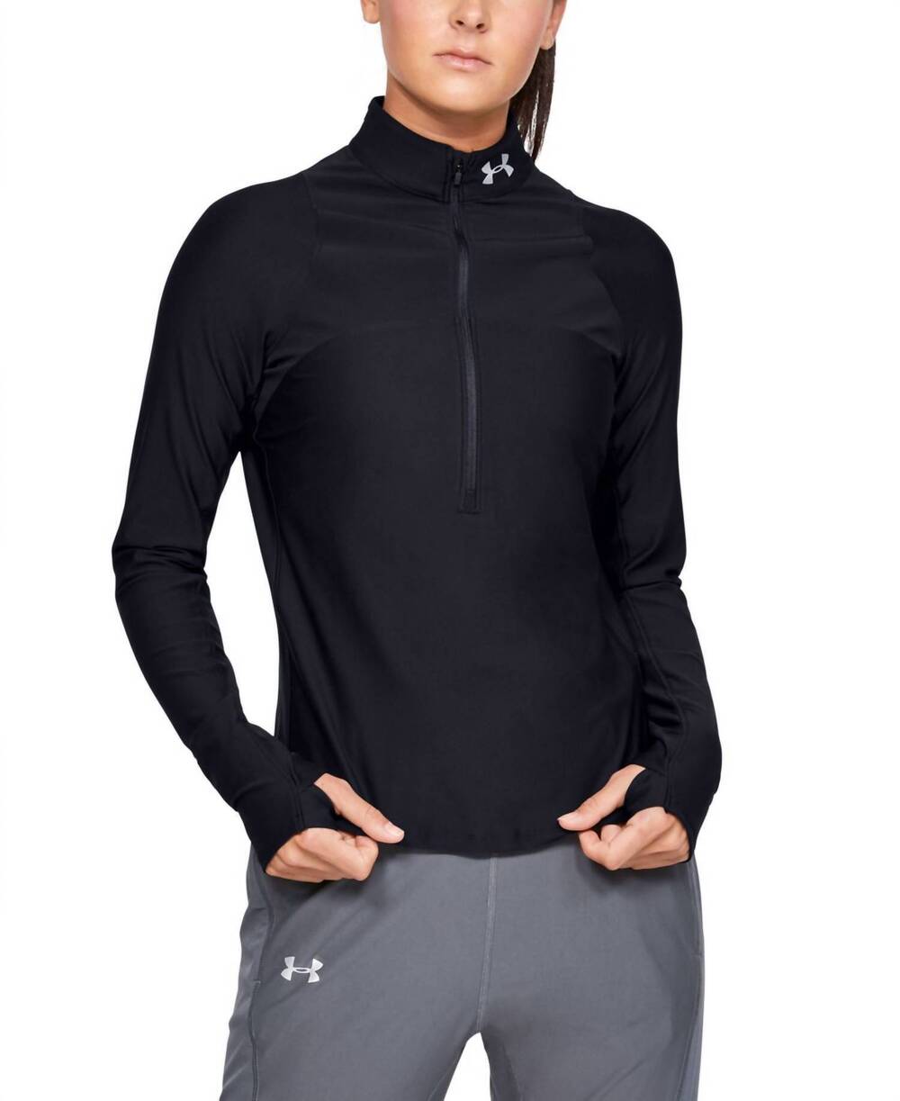NEW UNDER ARMOUR qualifier half-zip running top in black reflective
